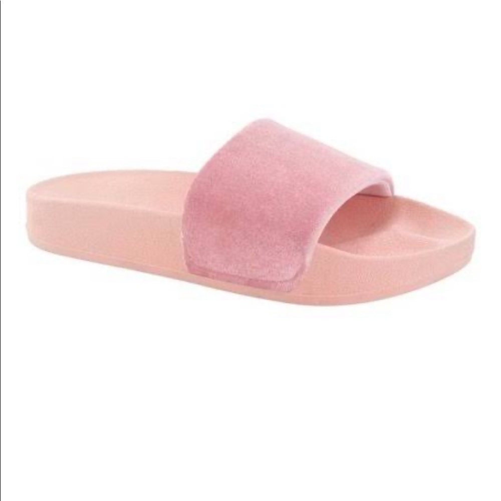 NWT CHOOKA VELVET PINK SLIDES SUMMER 8